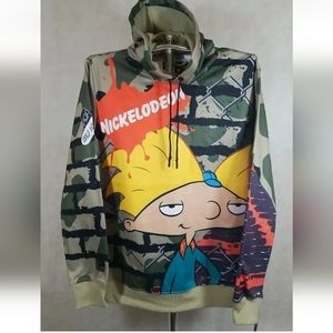 NWT Members Only Size XL Nickelodeon Hey Arnold Hoodie Graphic All Over Print